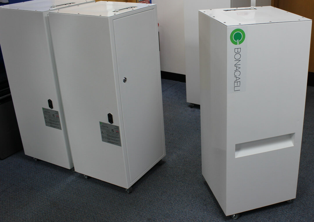 A metal chassis of a BonaCaeli AirVSAFE 2000