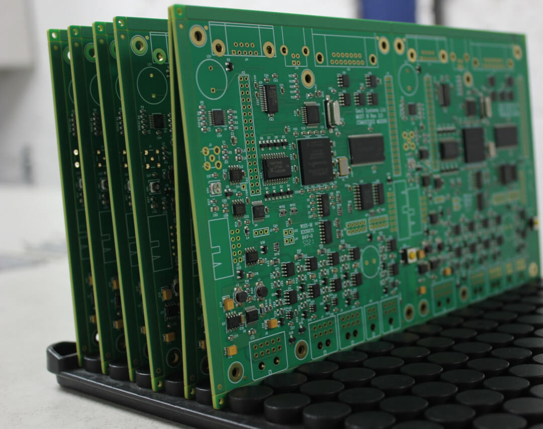 a display of printed circuit boards on an ESD tray