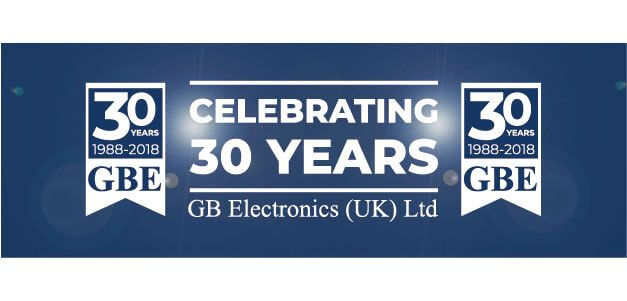 A banner celebrating 30 years of GB Electronics.